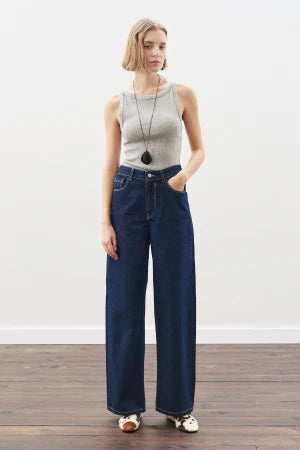 Wide Leg Stitched Jeans (Online Only)