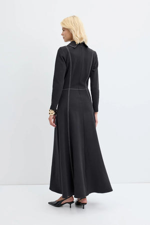 Contrast Stitched Flared Dress