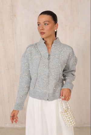 Zipped Pearl Cardigan