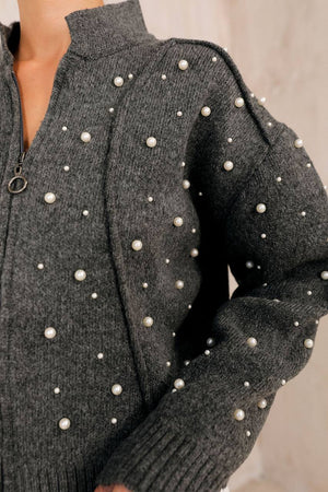 Zipped Pearl Cardigan