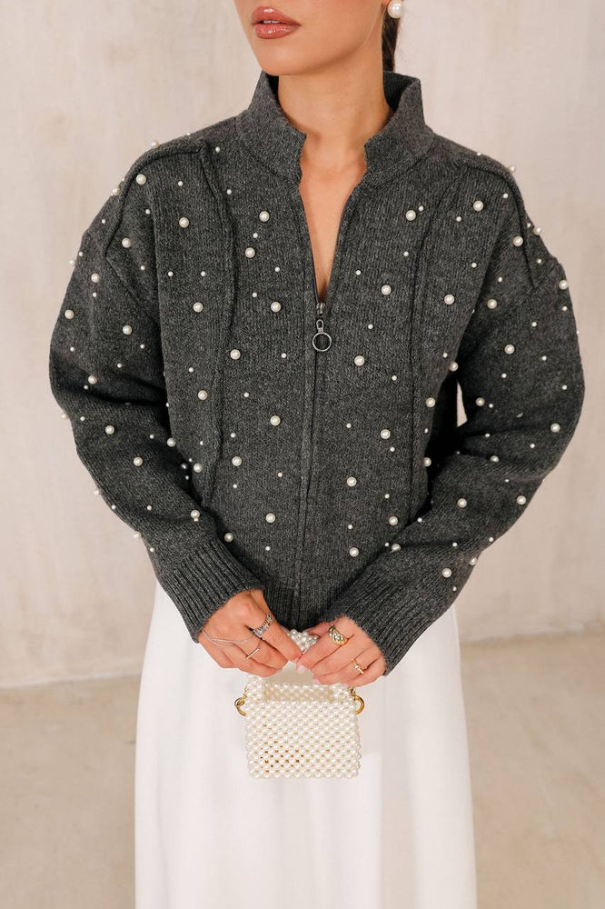 Zipped Pearl Cardigan