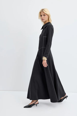 Contrast Stitched Flared Dress