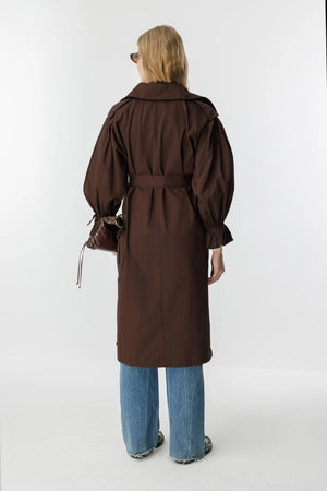 Hooops Balloon Sleeves Trenchcoat Brown