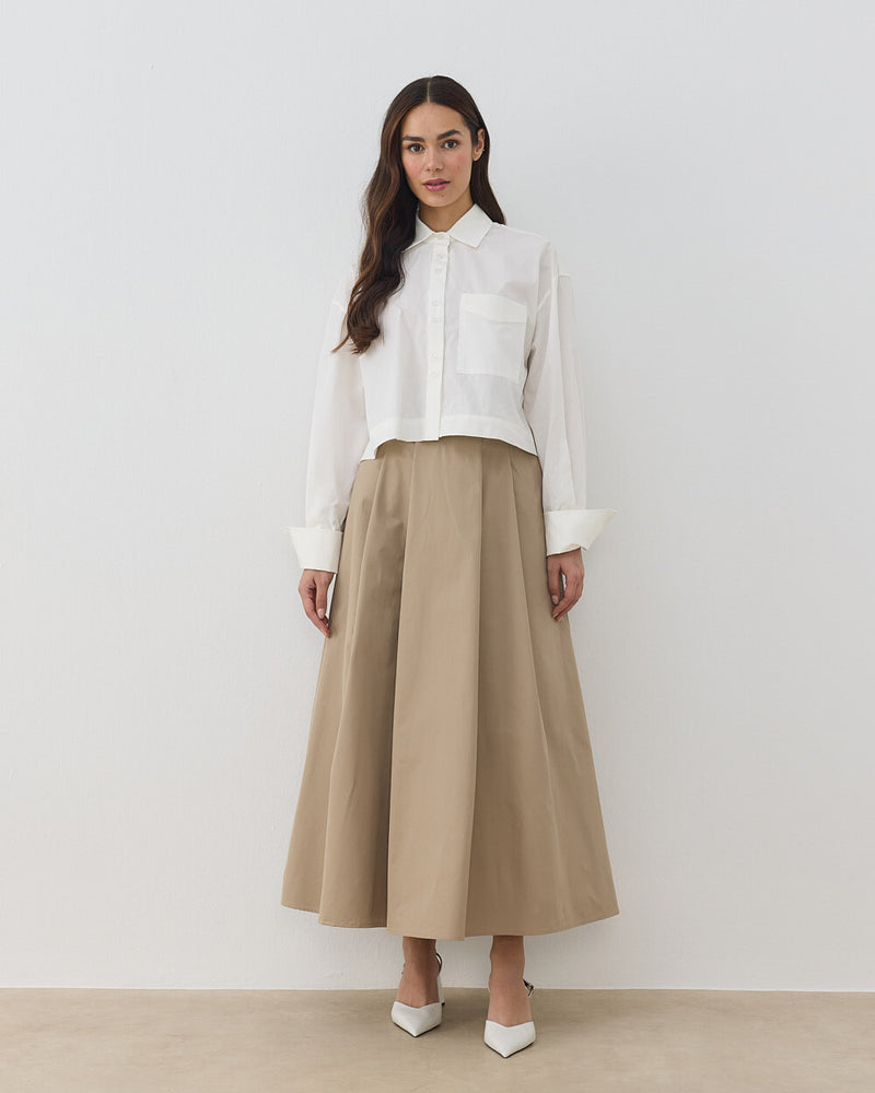 Gabardine Pleated Skirt
