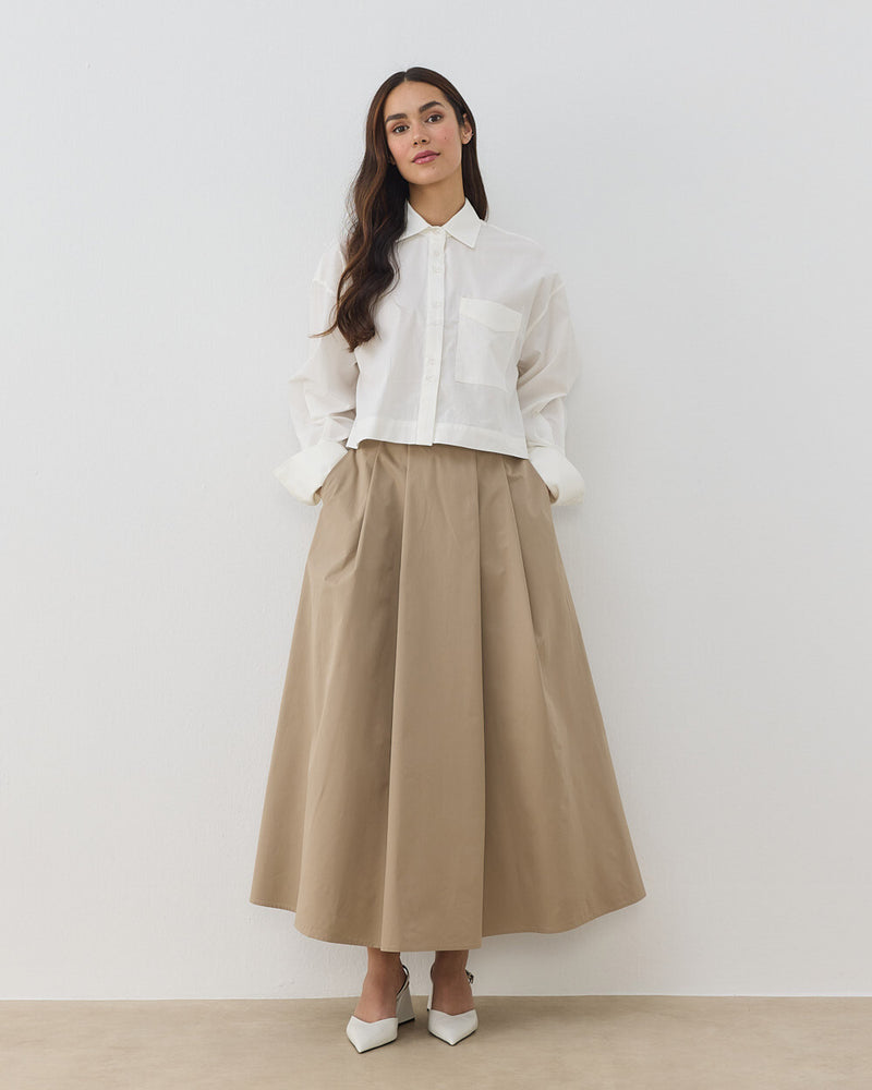 Gabardine Pleated Skirt