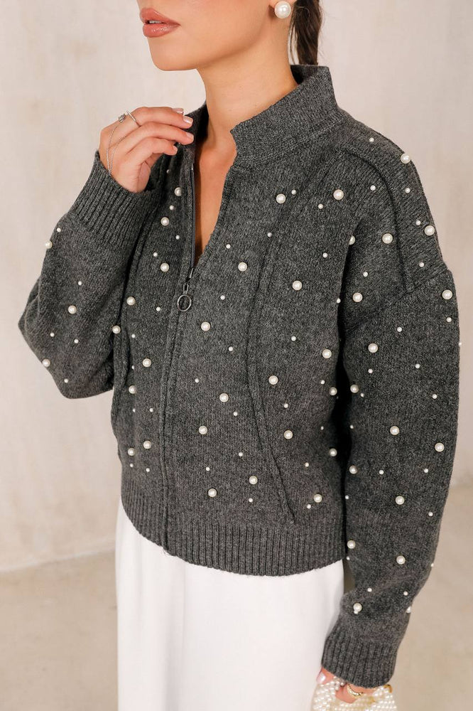 Zipped Pearl Cardigan