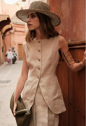 Linen Buttoned Vest