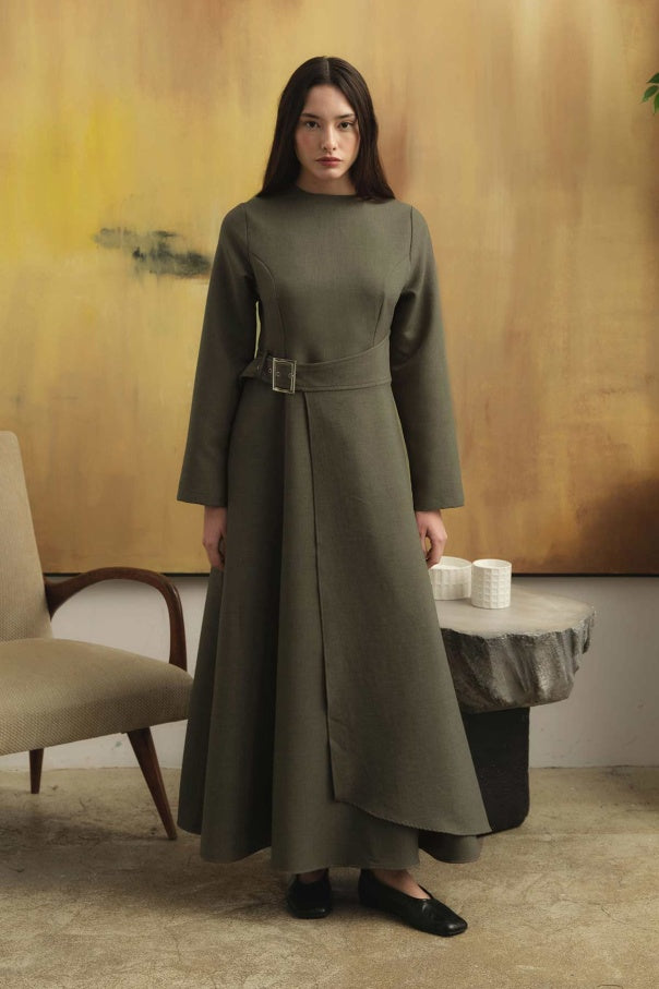 Belted Envelope Dress  Romosa