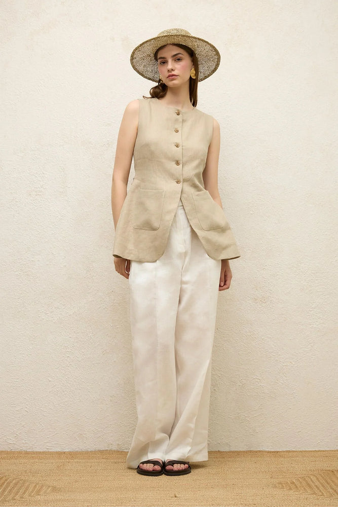 Linen Buttoned Vest