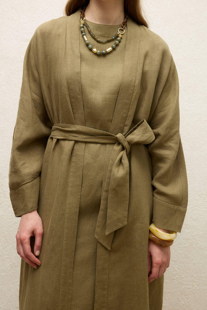 Minimalist Pistacio Linen Kimono