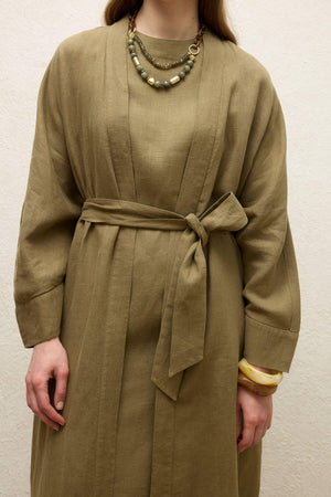 Minimalist Pistacio Linen Kimono