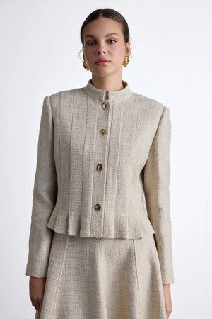 Gold Buttoned Tweed Blazer