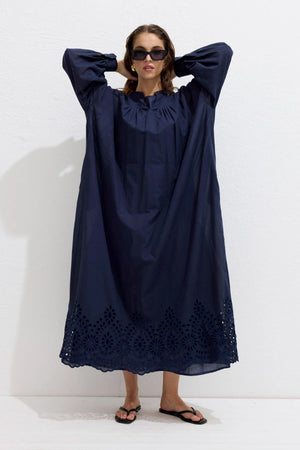Embroidered Poplin Dress