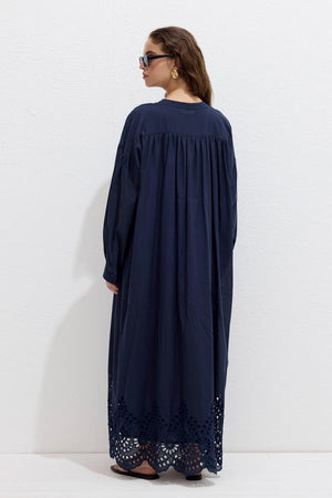 Embroidered Poplin Dress