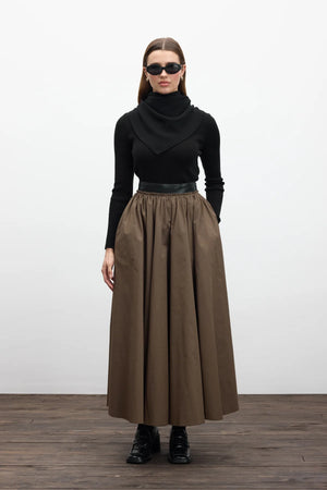 Leather Detail Skirt