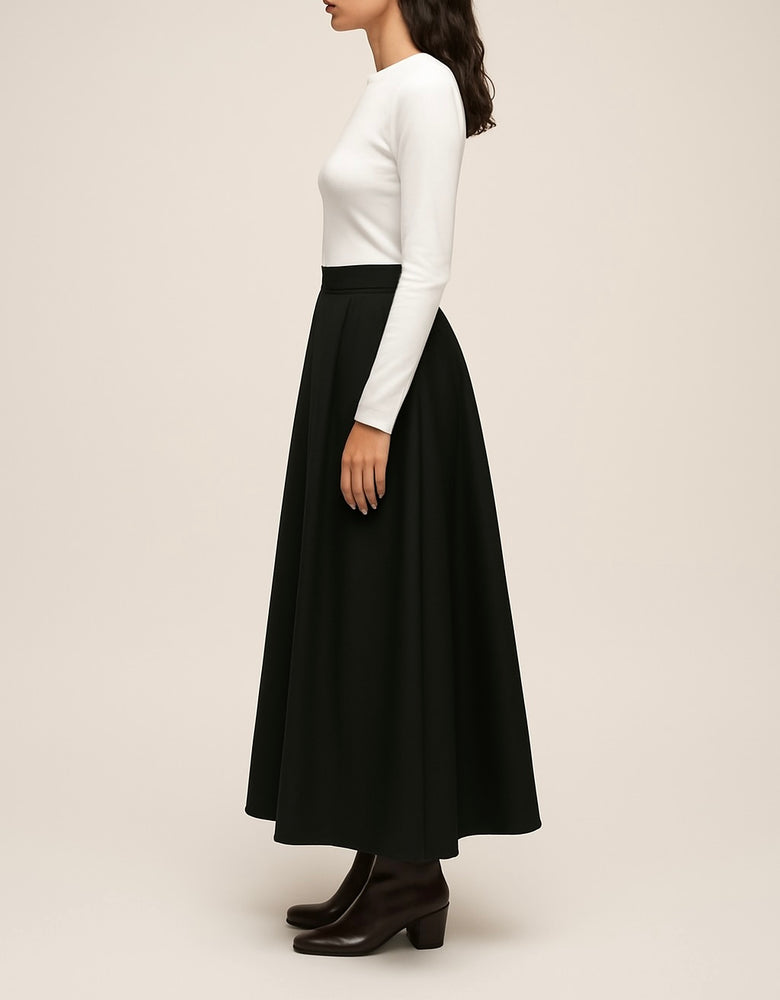 Pleated A-line Skirt