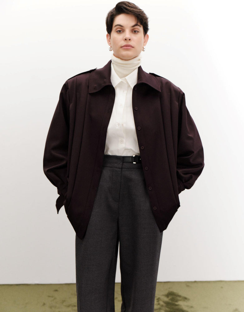 Pleated High Collar Jacket