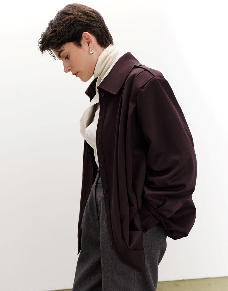 Pleated High Collar Jacket