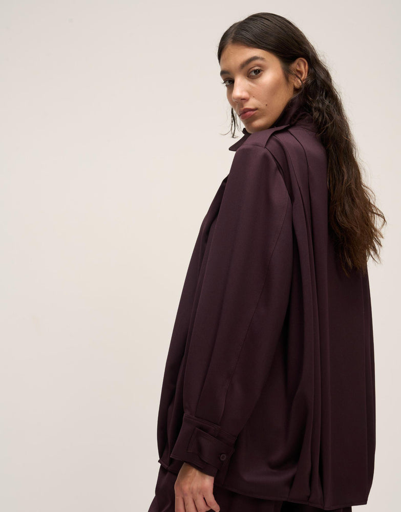 Pleated High Collar Jacket