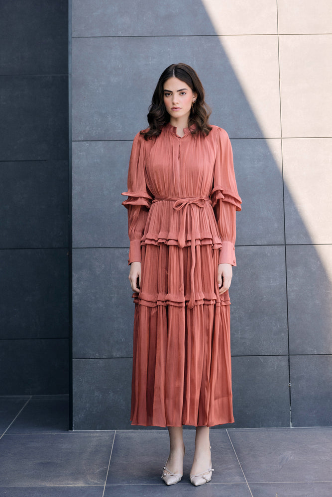 Pleated Tiered Dress