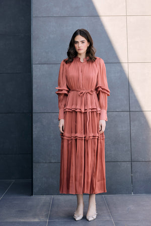 Pleated Tiered Dress