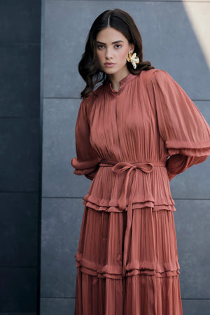 Pleated Tiered Dress