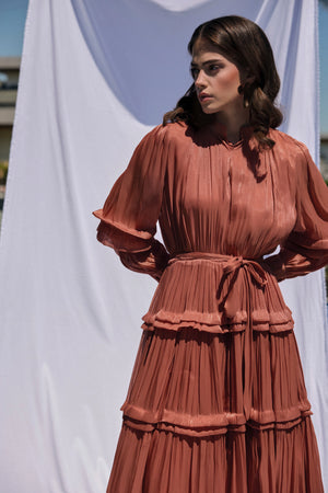 Pleated Tiered Dress