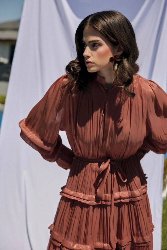 Pleated Tiered Dress