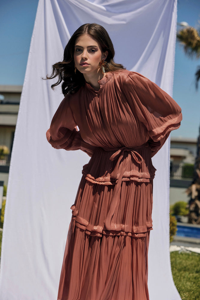 Pleated Tiered Dress
