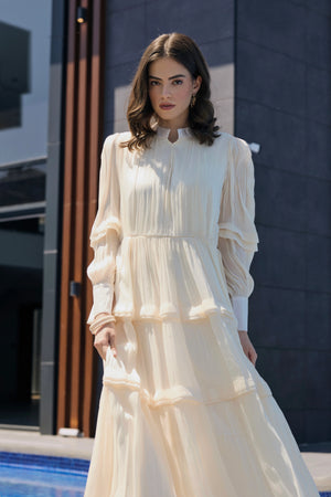 Pleated Tiered Dress